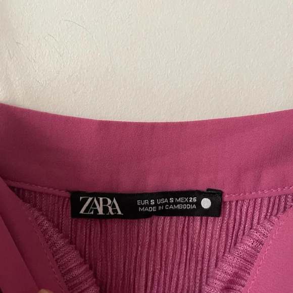 Zara Pleated Tunic Dress Slit Side Pink Size  Small - Picture 7 of 8
